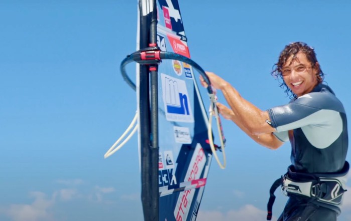 Lennart Neubauer with freestyle windsurfing action from Pozo Izquierdo