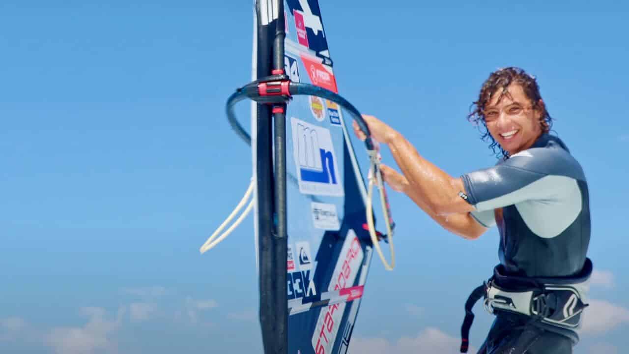 Lennart Neubauer with freestyle windsurfing action from Pozo Izquierdo